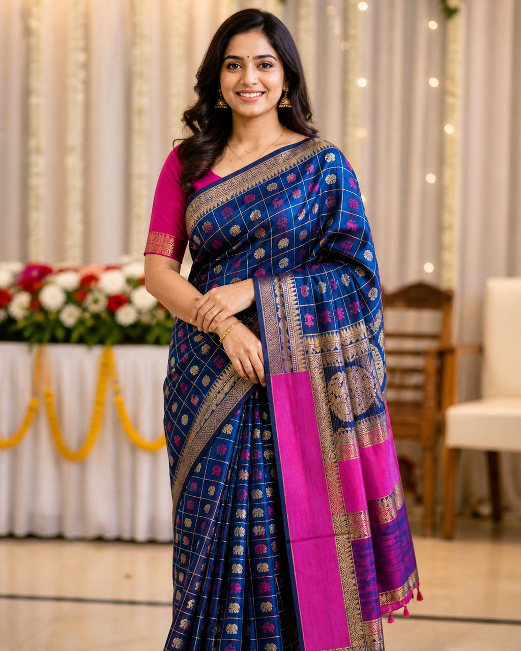 Zari Kissed 1000 Butta Silkcotton Saree -BLUE