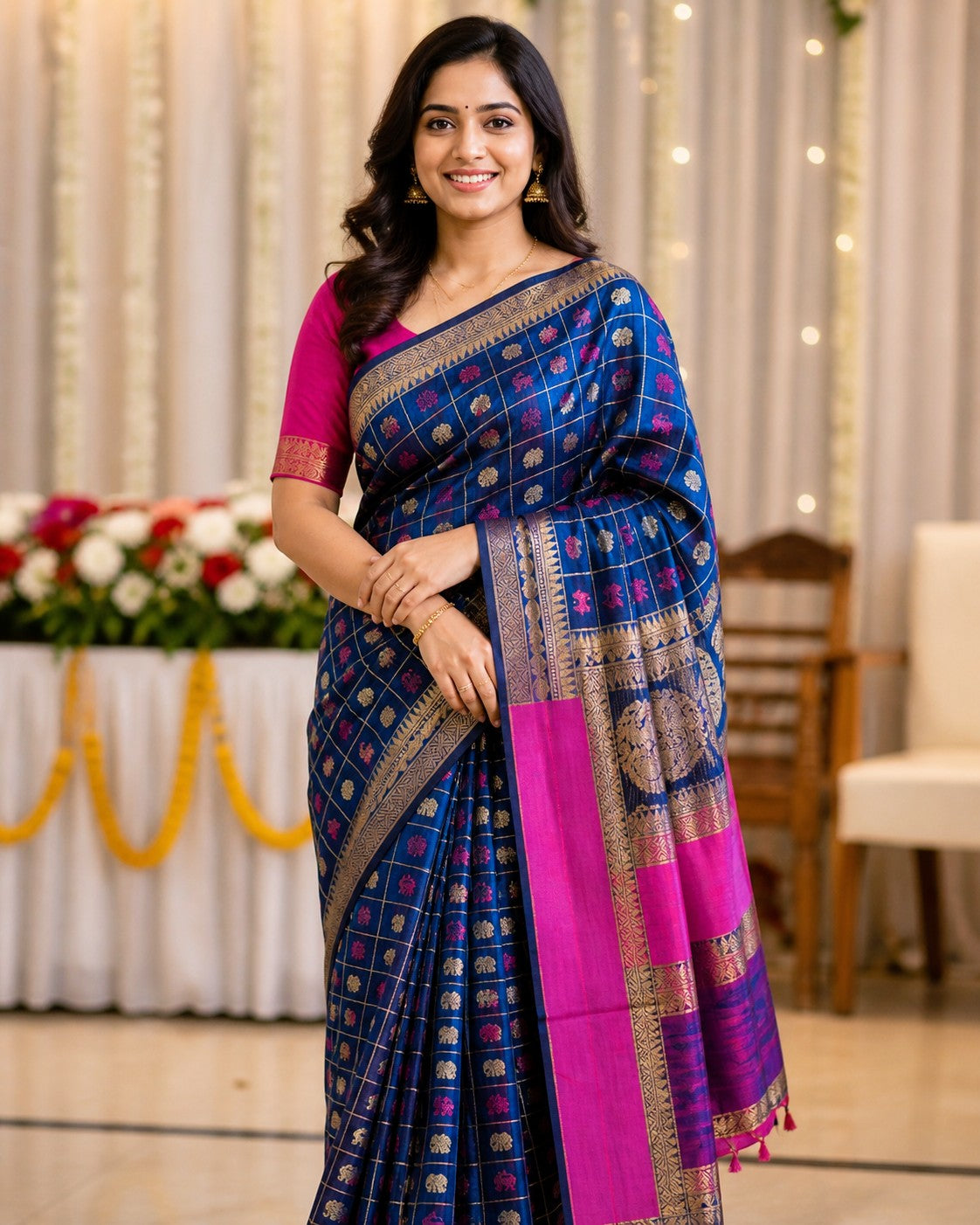 Zari Kissed 1000 Butta Silkcotton Saree -BLUE