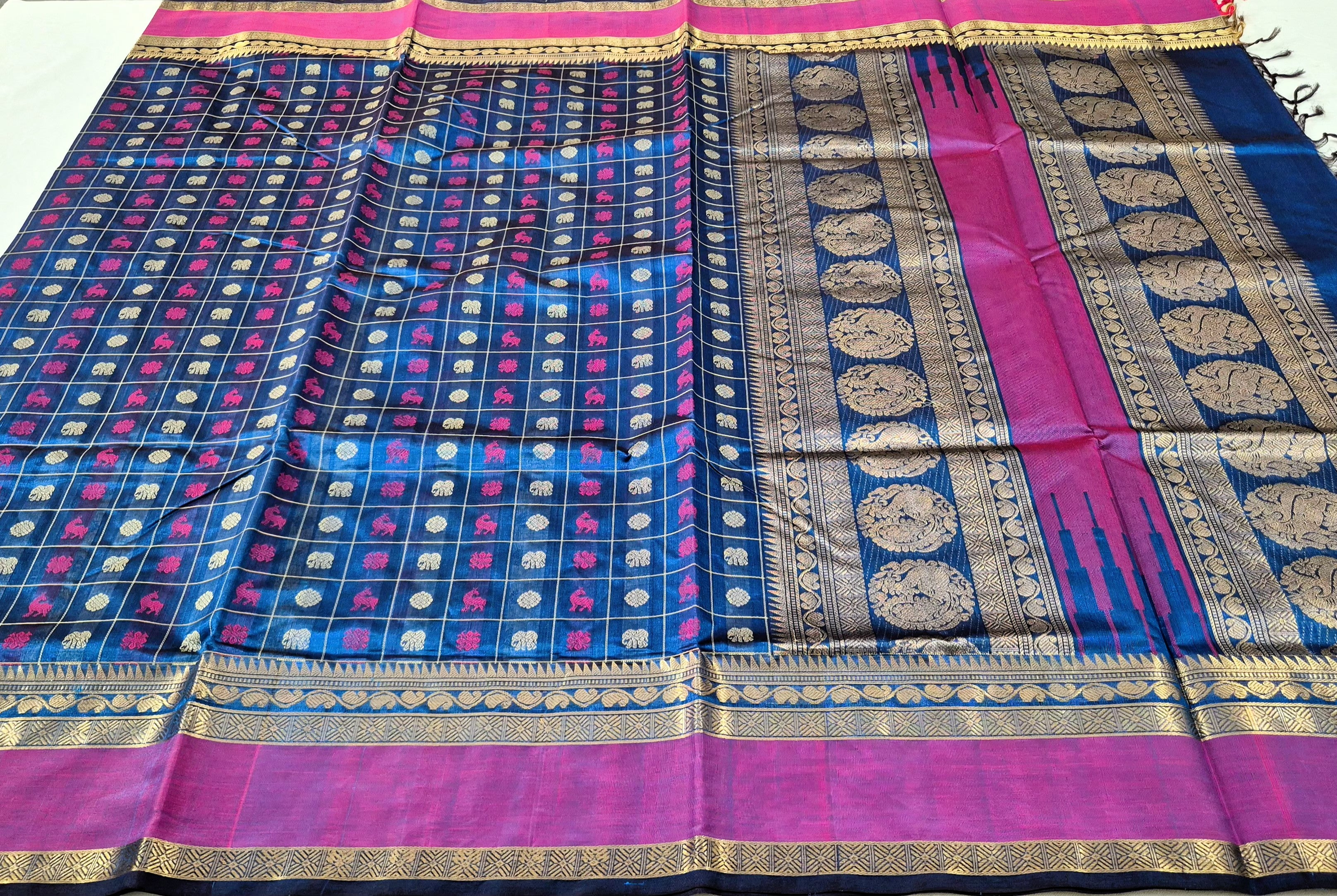 Zari Kissed 1000 Butta Silkcotton Saree -BLUE