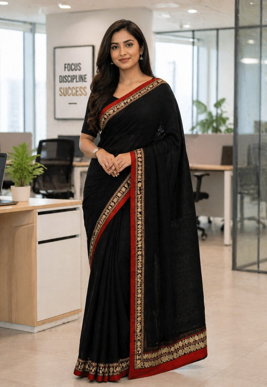 Rudhrakasham Border Narayanpet Saree -BLK