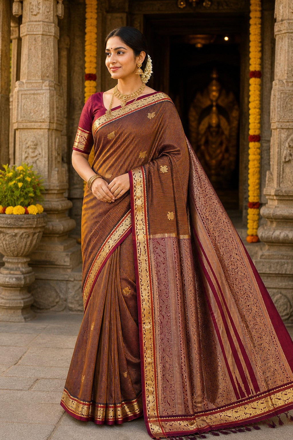 Zari Kissed Silkcotton Saree -BR