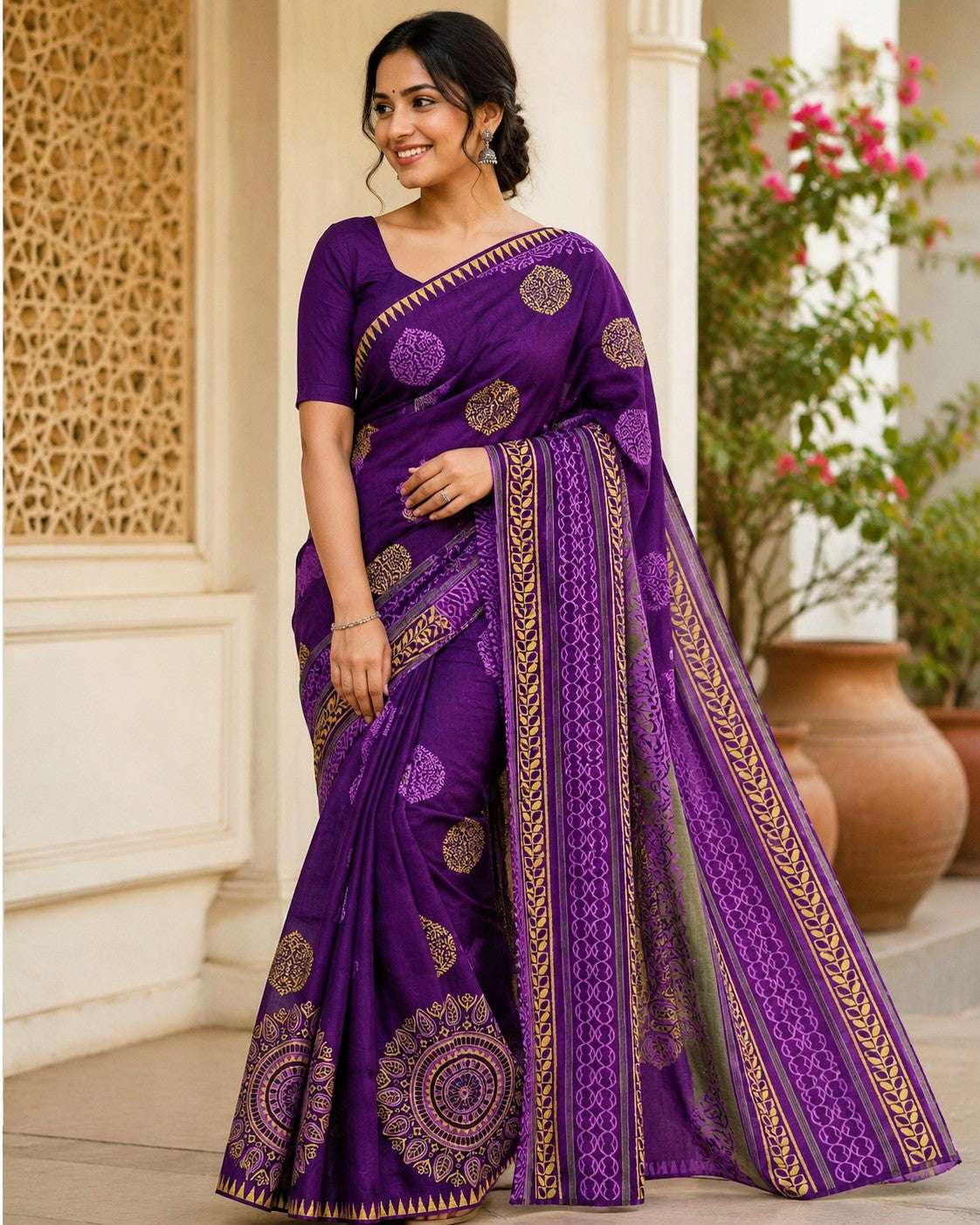 Pure Cotton saree in Handblock prints -PR
