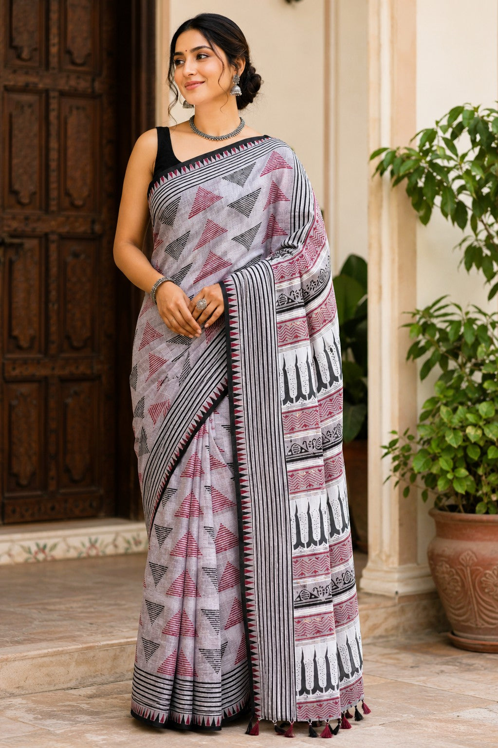Pure Cotton saree in Handblock prints -BL