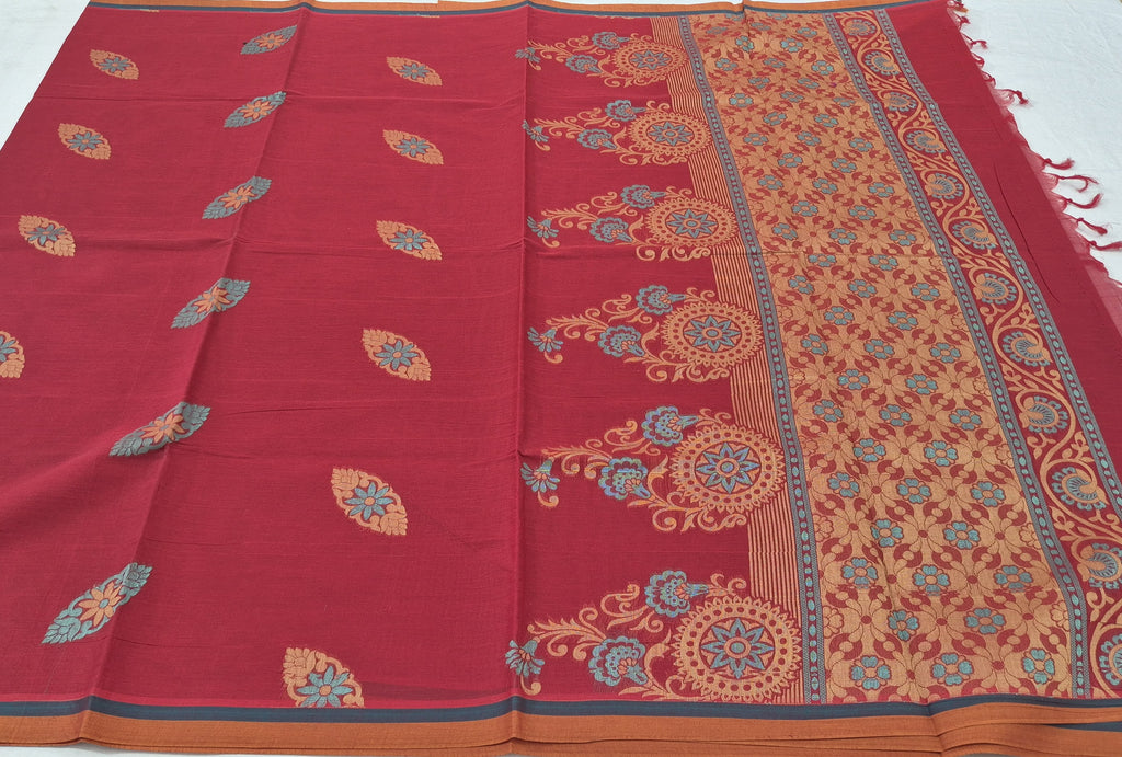 Handloom Cotton saree -RED 99
