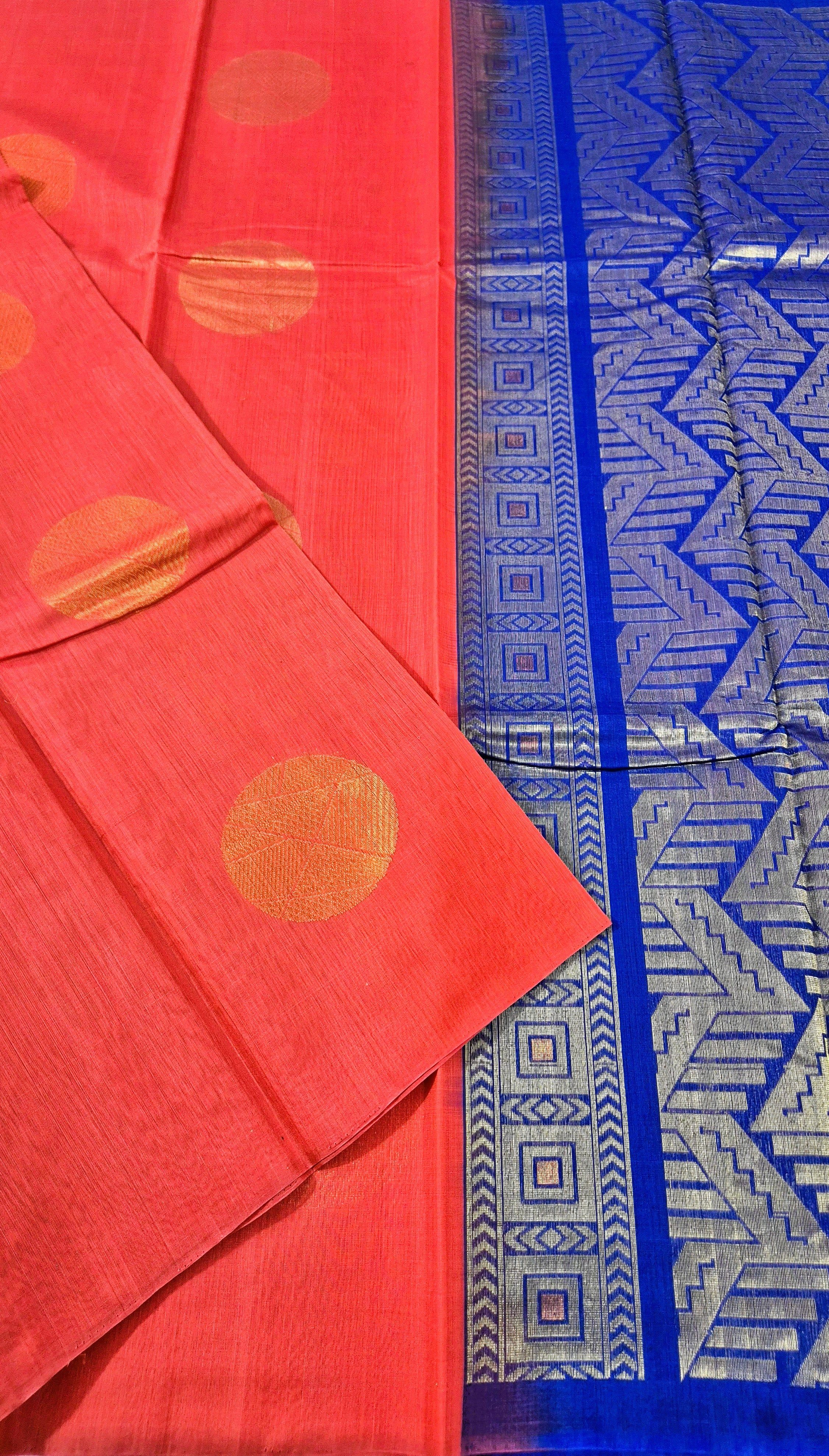 Polka Motif Kora Silkcotton saree -310
