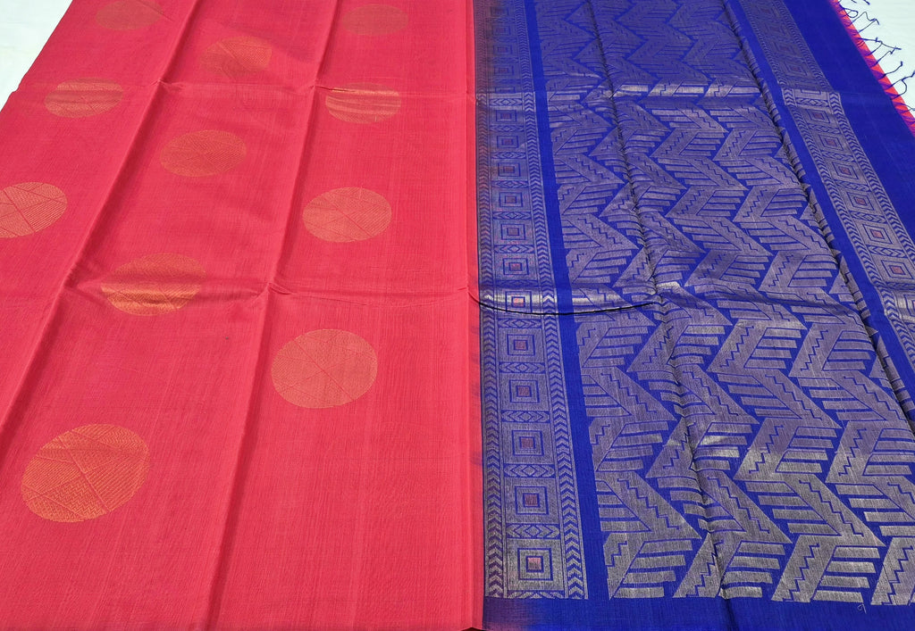 Polka Motif Kora Silkcotton saree -310