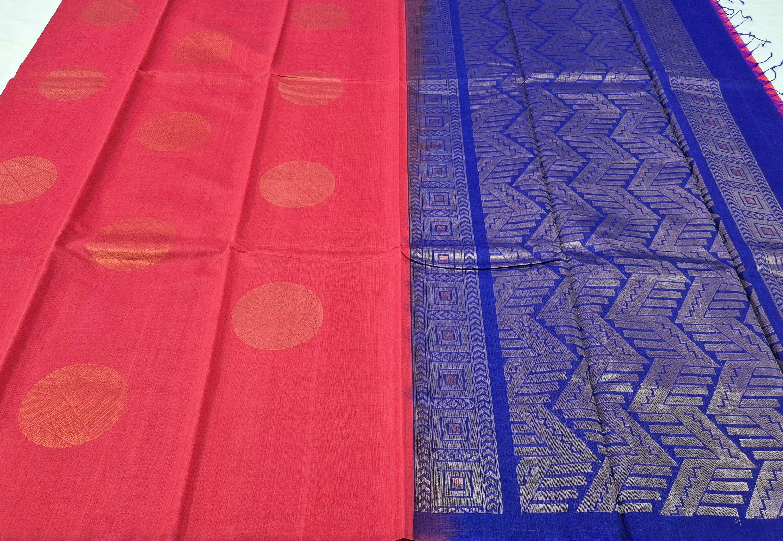 Polka Motif Kora Silkcotton saree -310