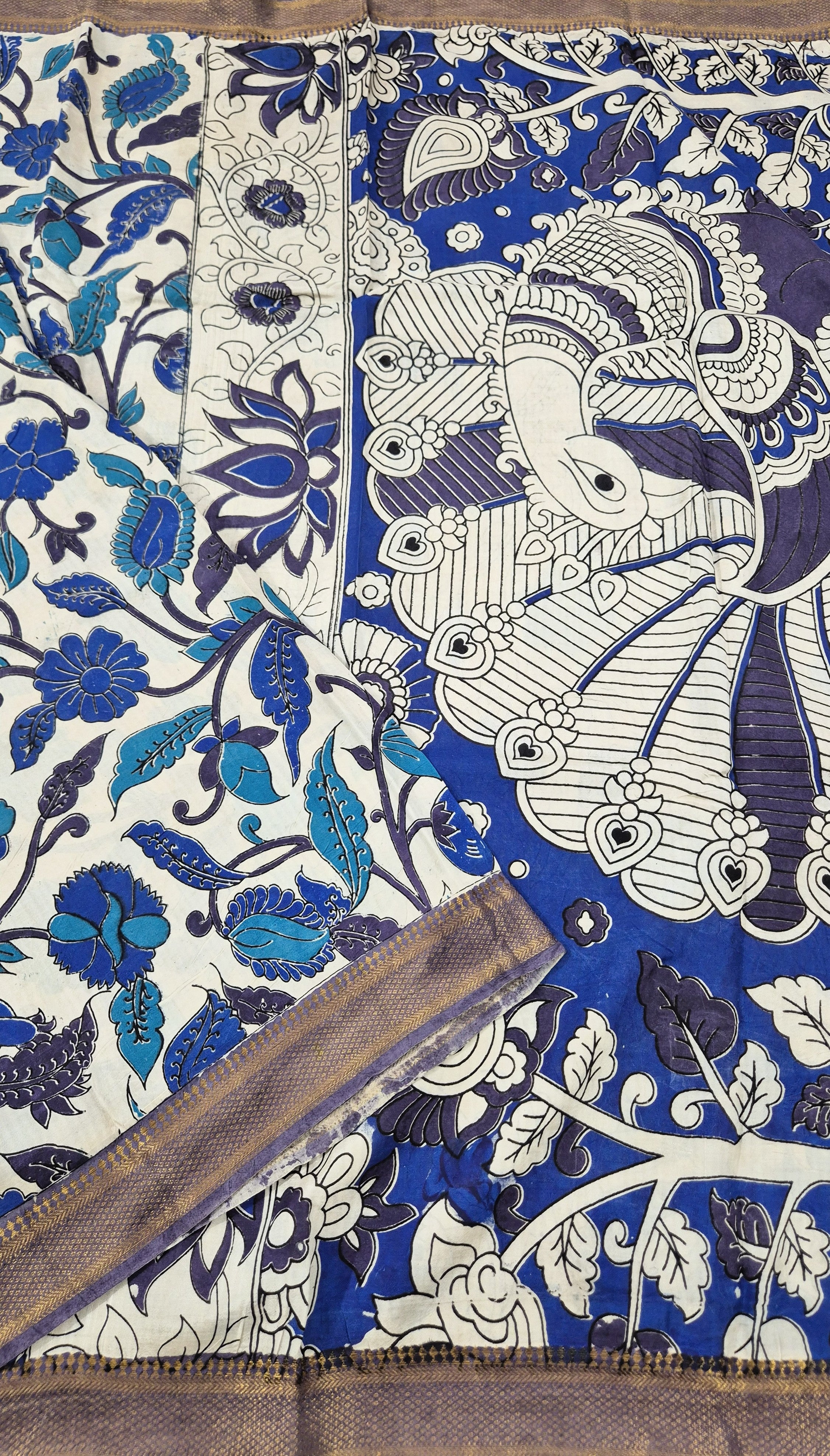 Floral design Kalamkari  Silksaree