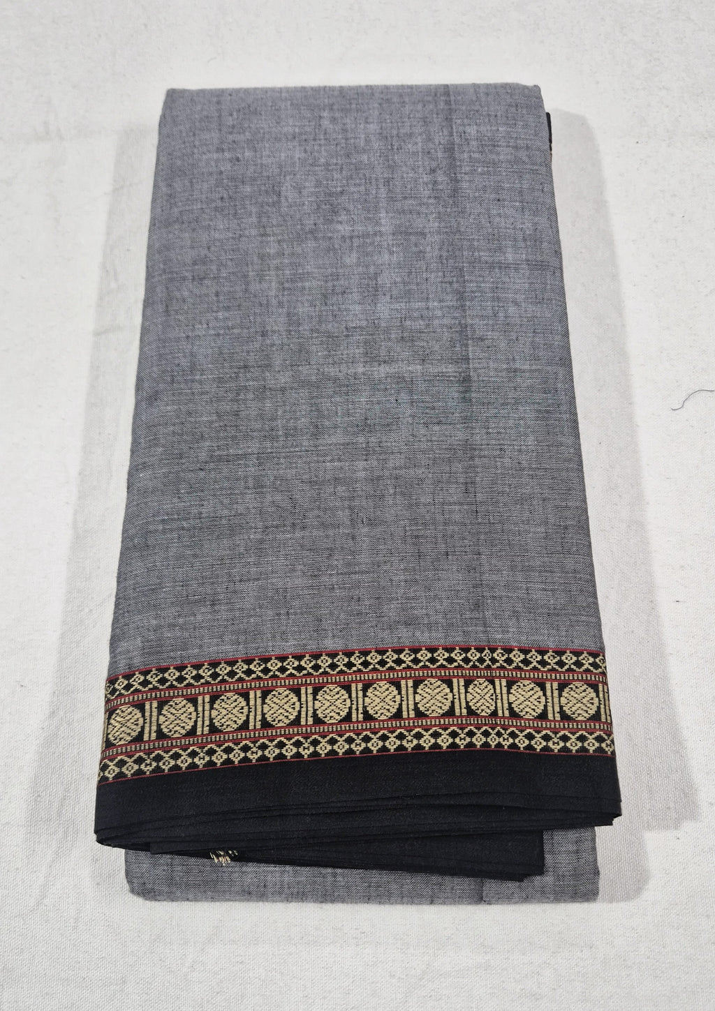 Narayanpet Cotton Saree in Rudraksham Border -GREY