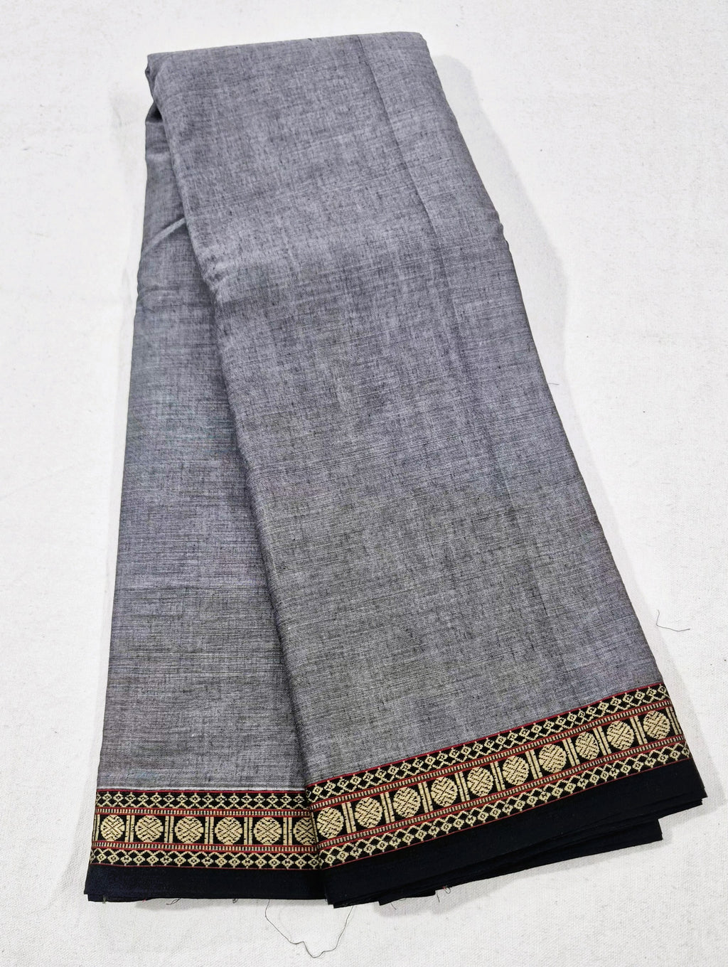Narayanpet Cotton Saree in Rudraksham Border -GREY