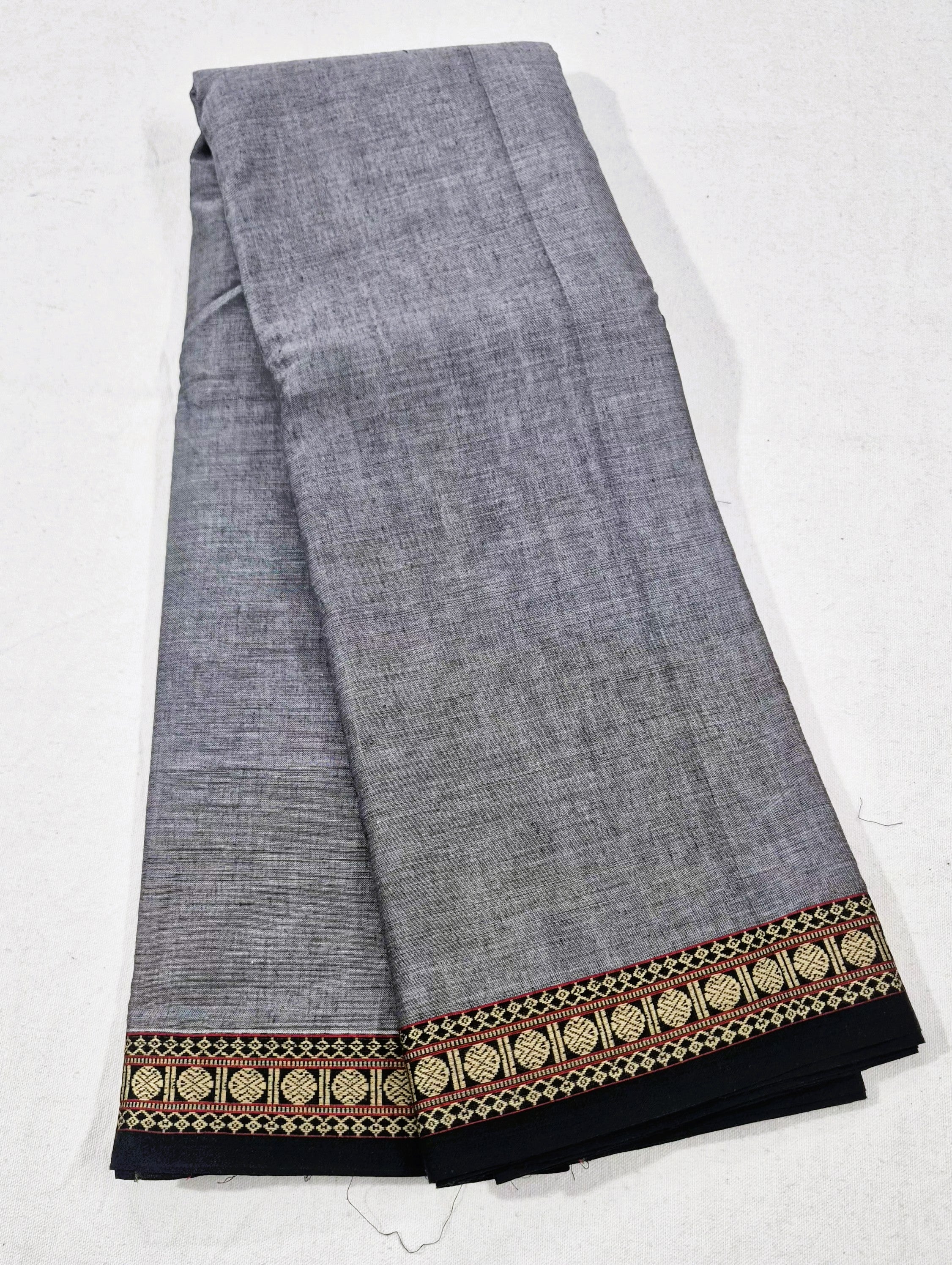 Narayanpet Cotton Saree in Rudraksham Border -GREY