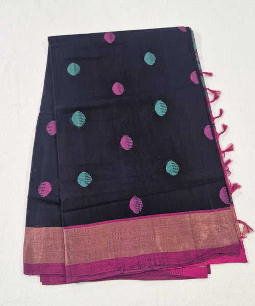 Handloom Polka dot saree -BLK
