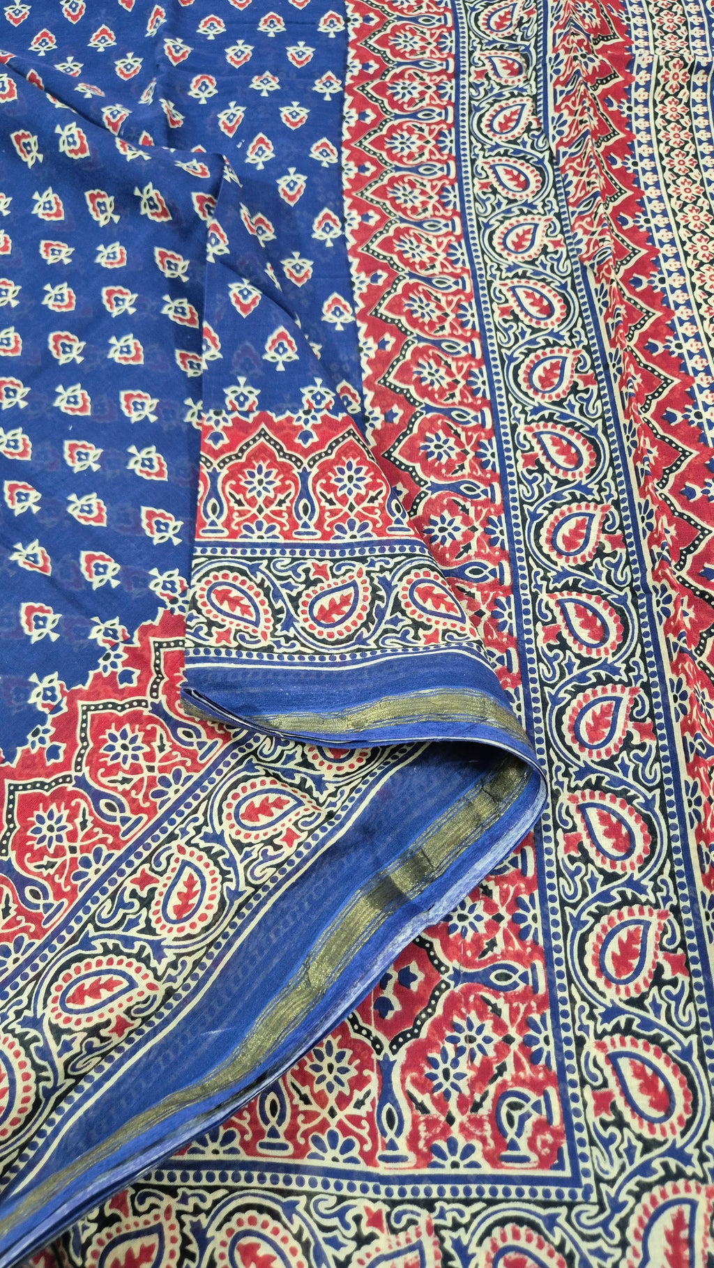 Mul Cotton Saree - NAVY