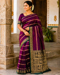 Narayanpet Stripe pattern Saree -BURG