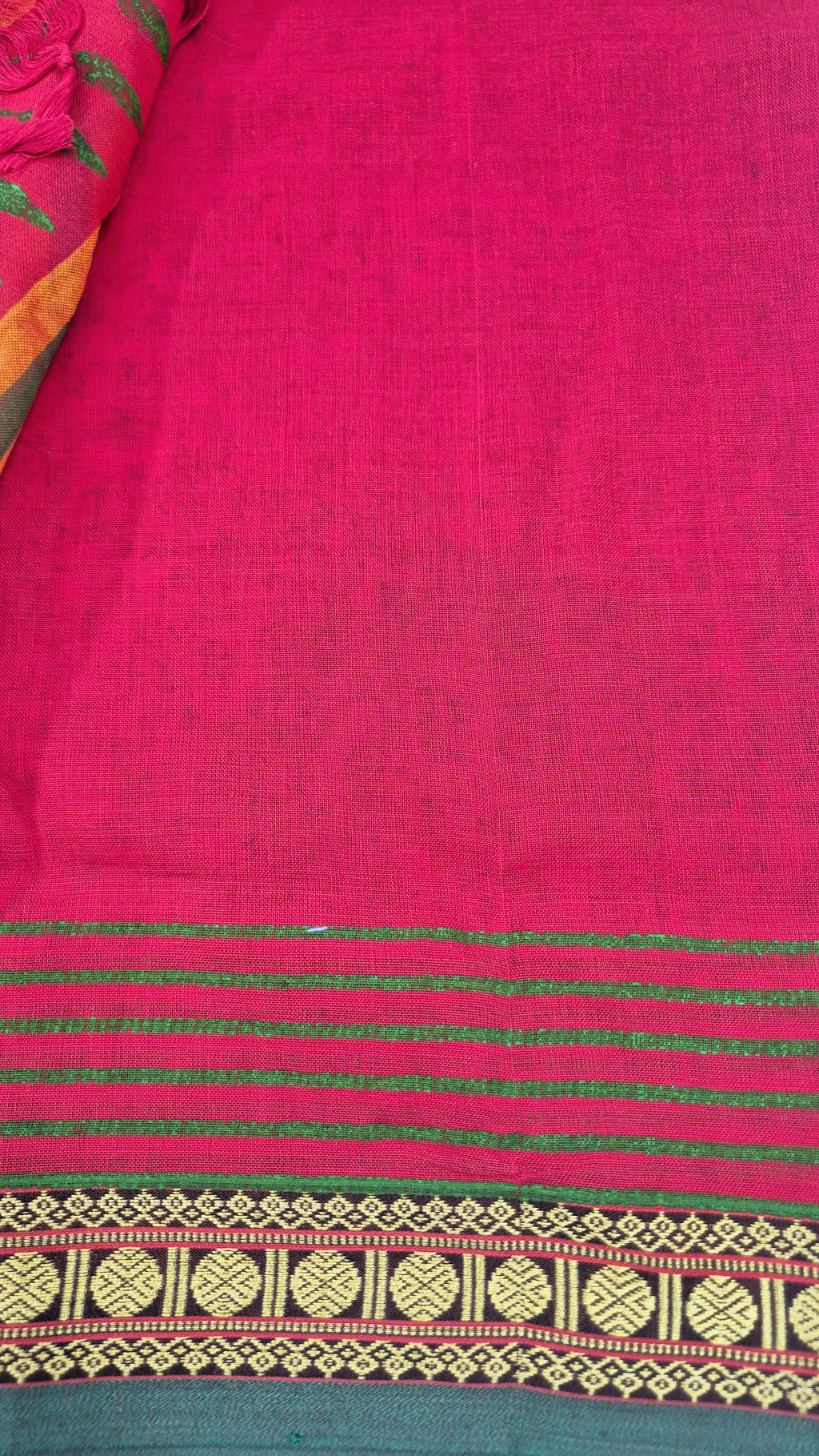 Narayanpet Cotton handblockprinted saree -Red