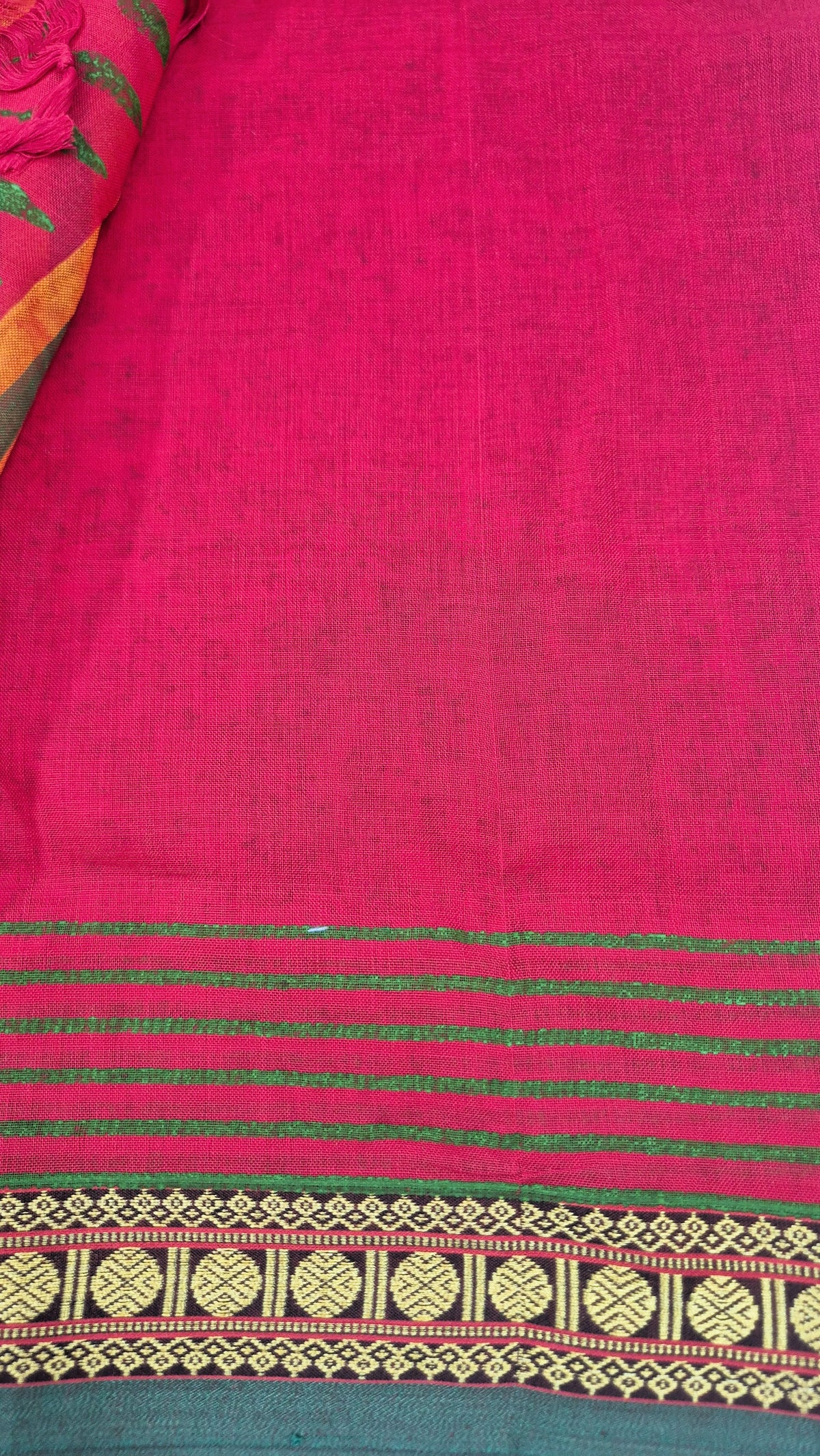Narayanpet Cotton handblockprinted saree -Red