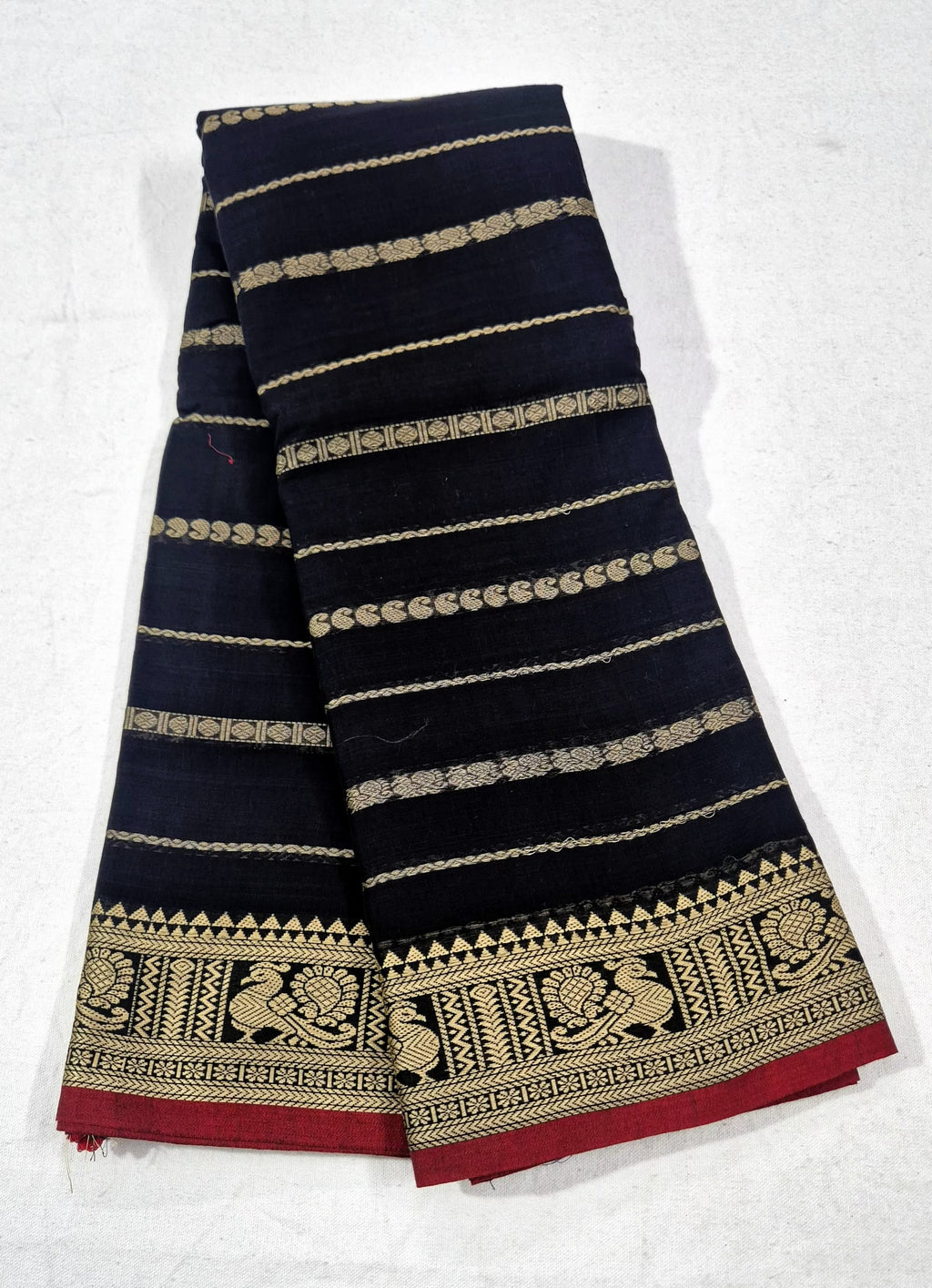 Narayanpet Stripe pattern Saree -BLK