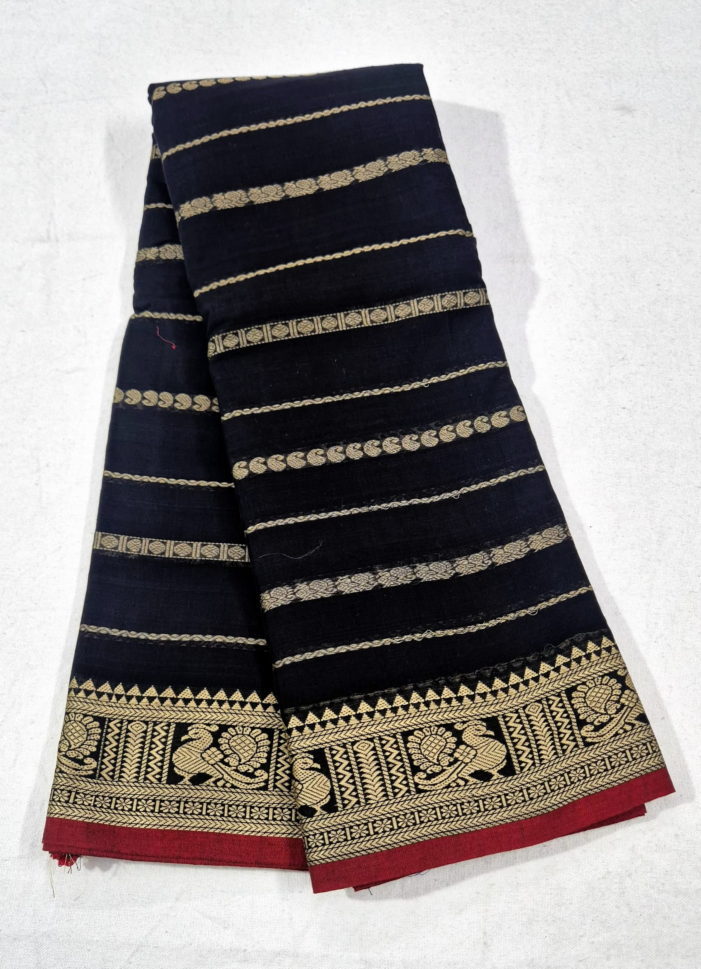 Narayanpet Stripe pattern Saree -BLK