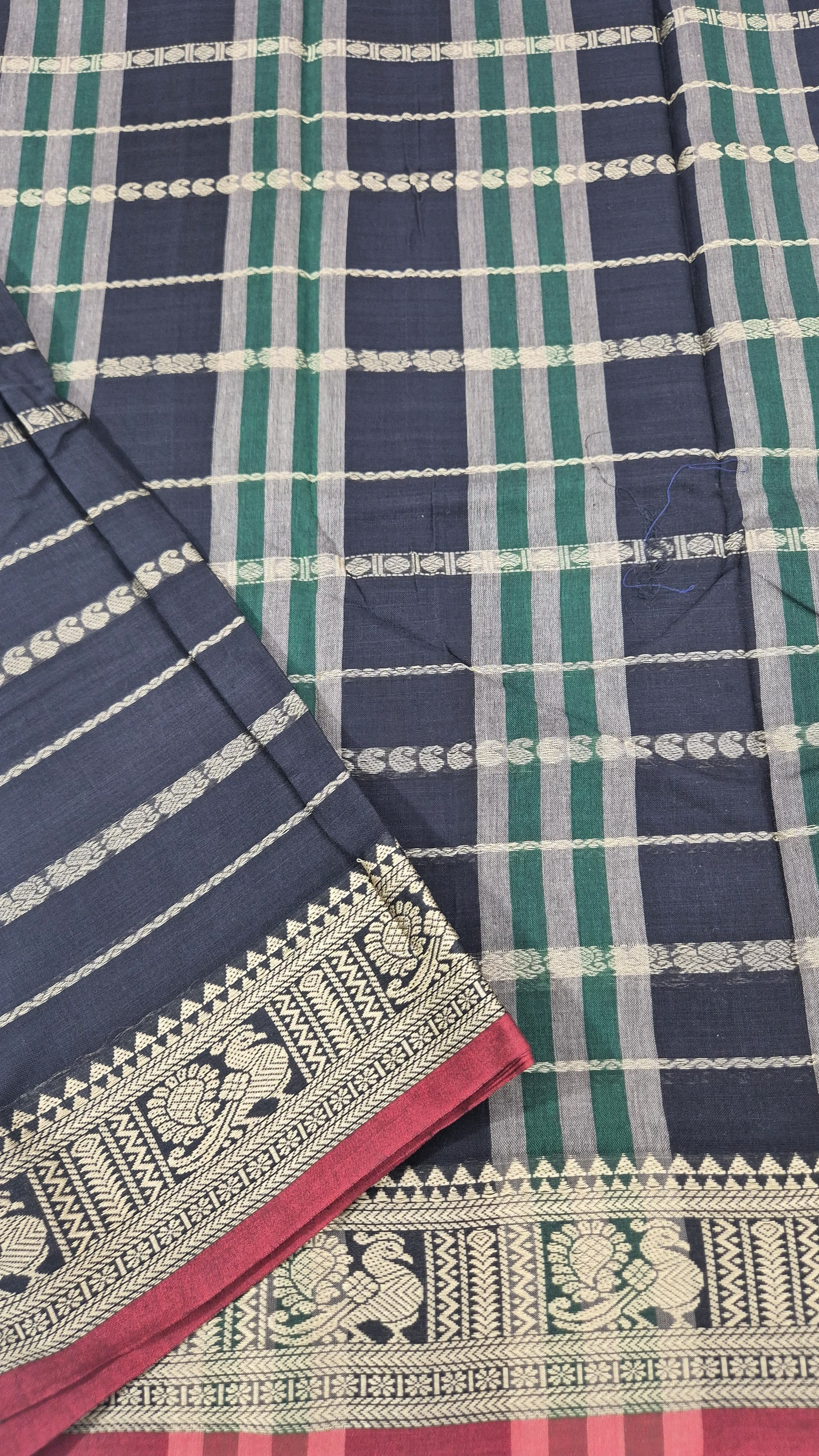 Narayanpet Stripe pattern Saree -BLK