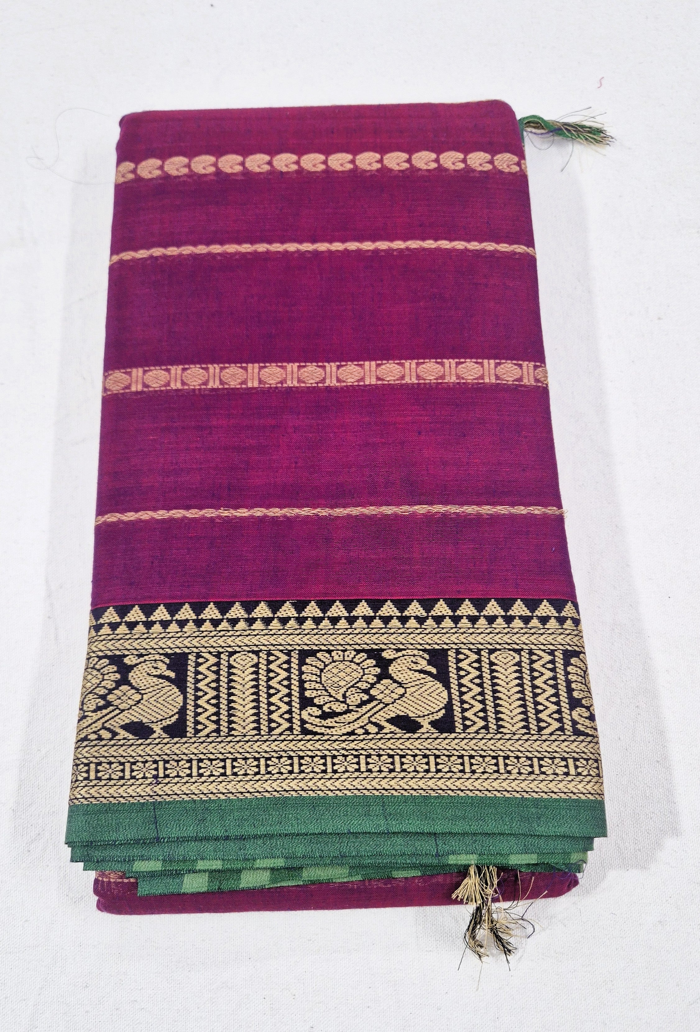 Narayanpet Stripe pattern Saree -BURG