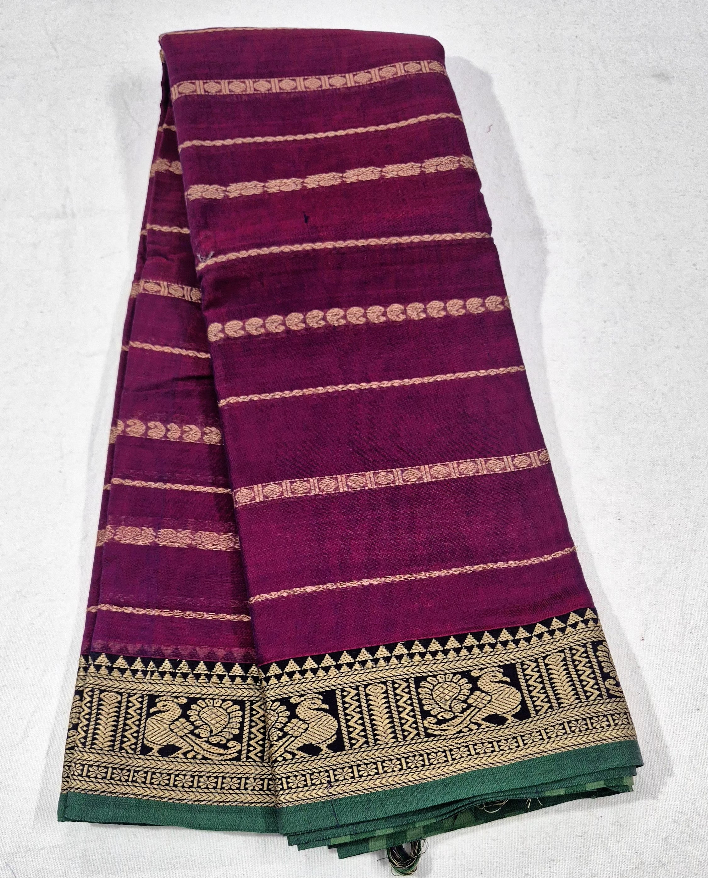 Narayanpet Stripe pattern Saree -BURG