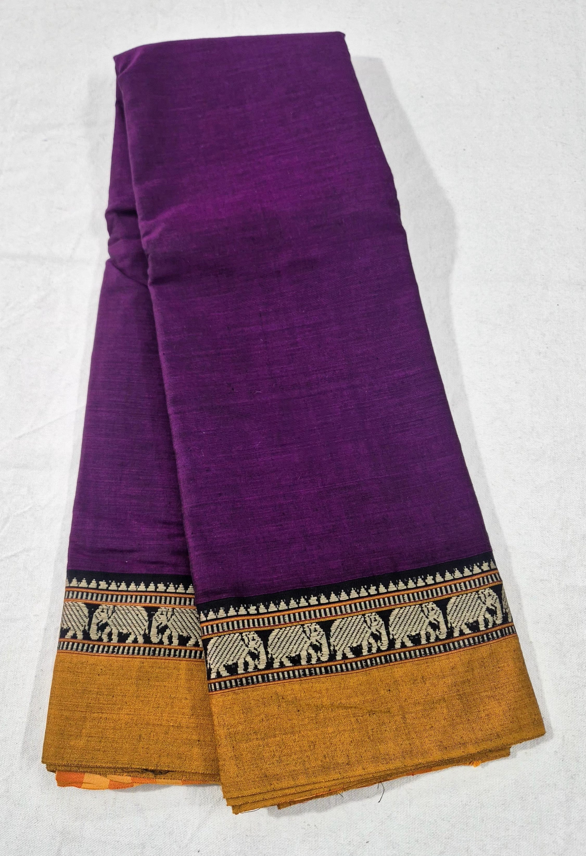 Elephant Border Narayanpet Cotton Saree -PR