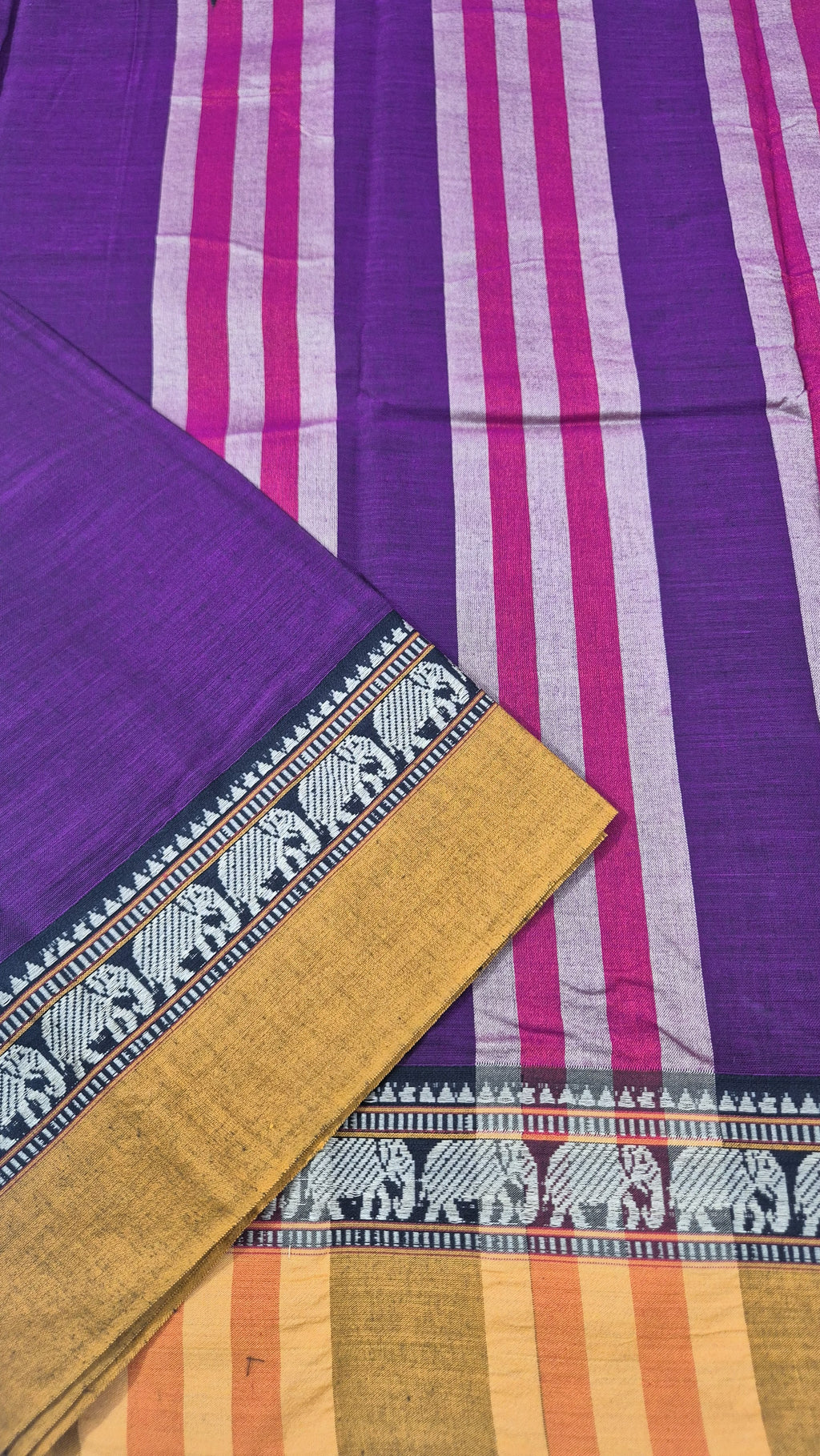 Elephant Border Narayanpet Cotton Saree -PR