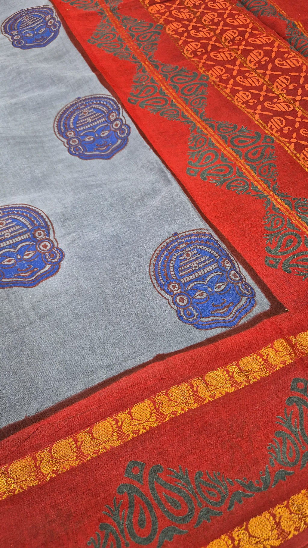 Sungudi Handblock Printed saree -22