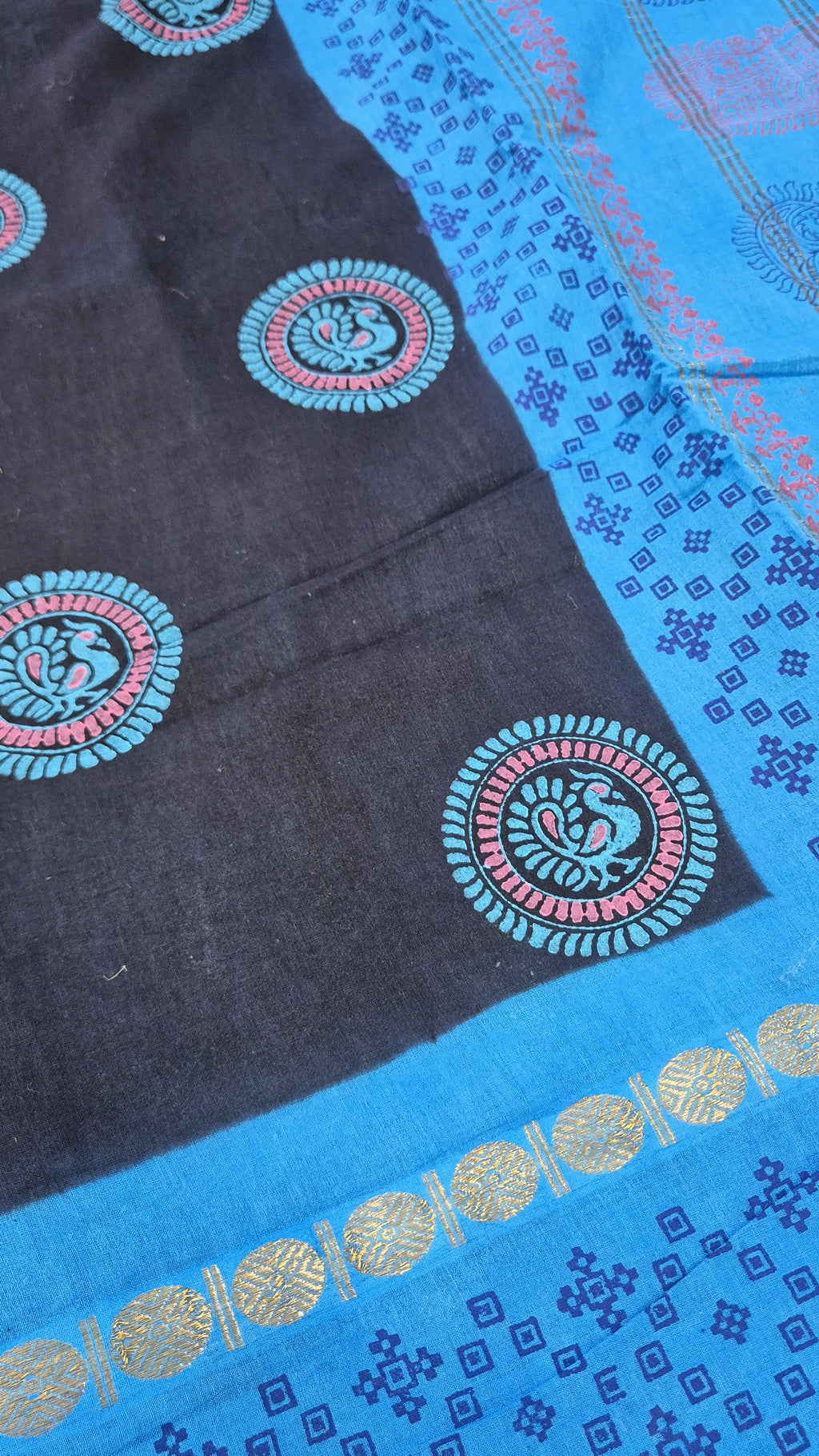 Sungudi Handblock Printed saree -23