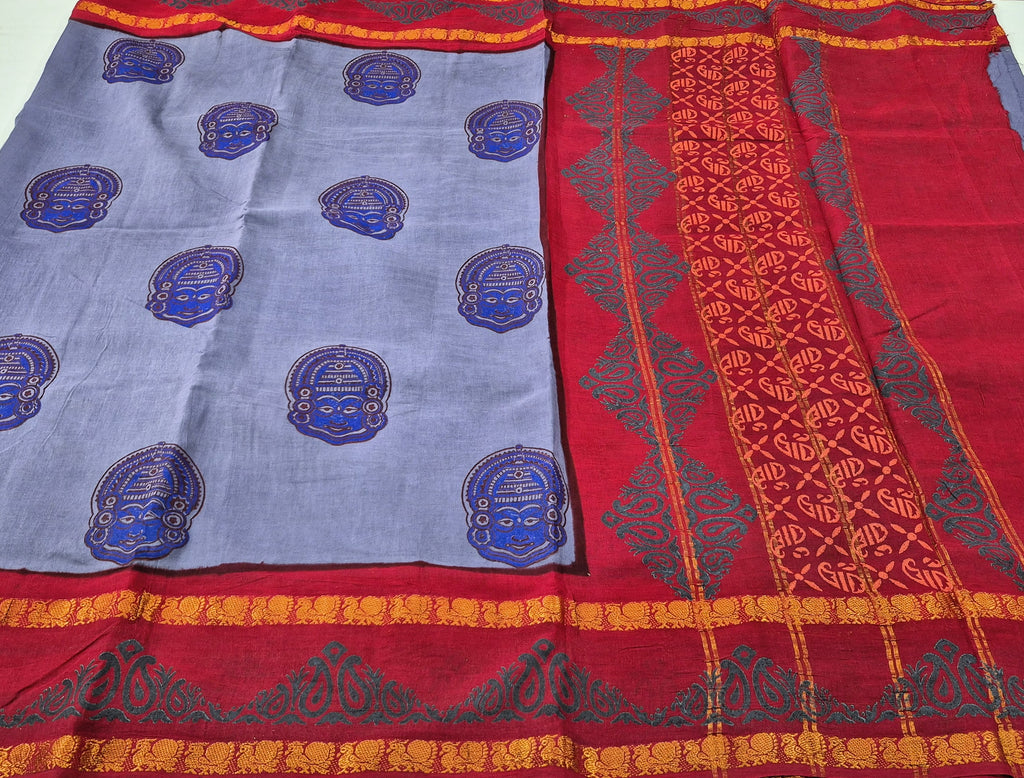 Sungudi Handblock Printed saree -22