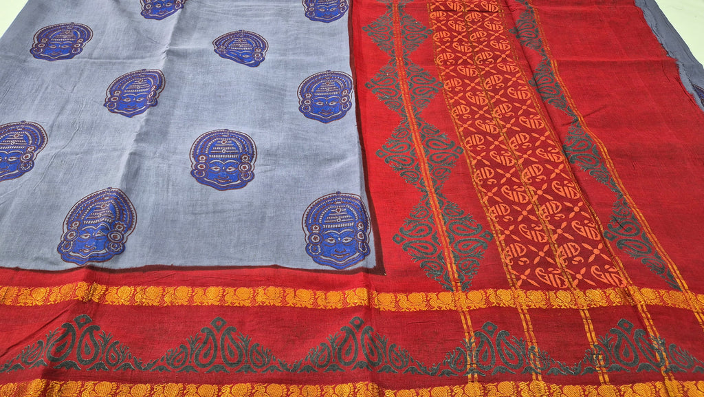 Sungudi Handblock Printed saree -22