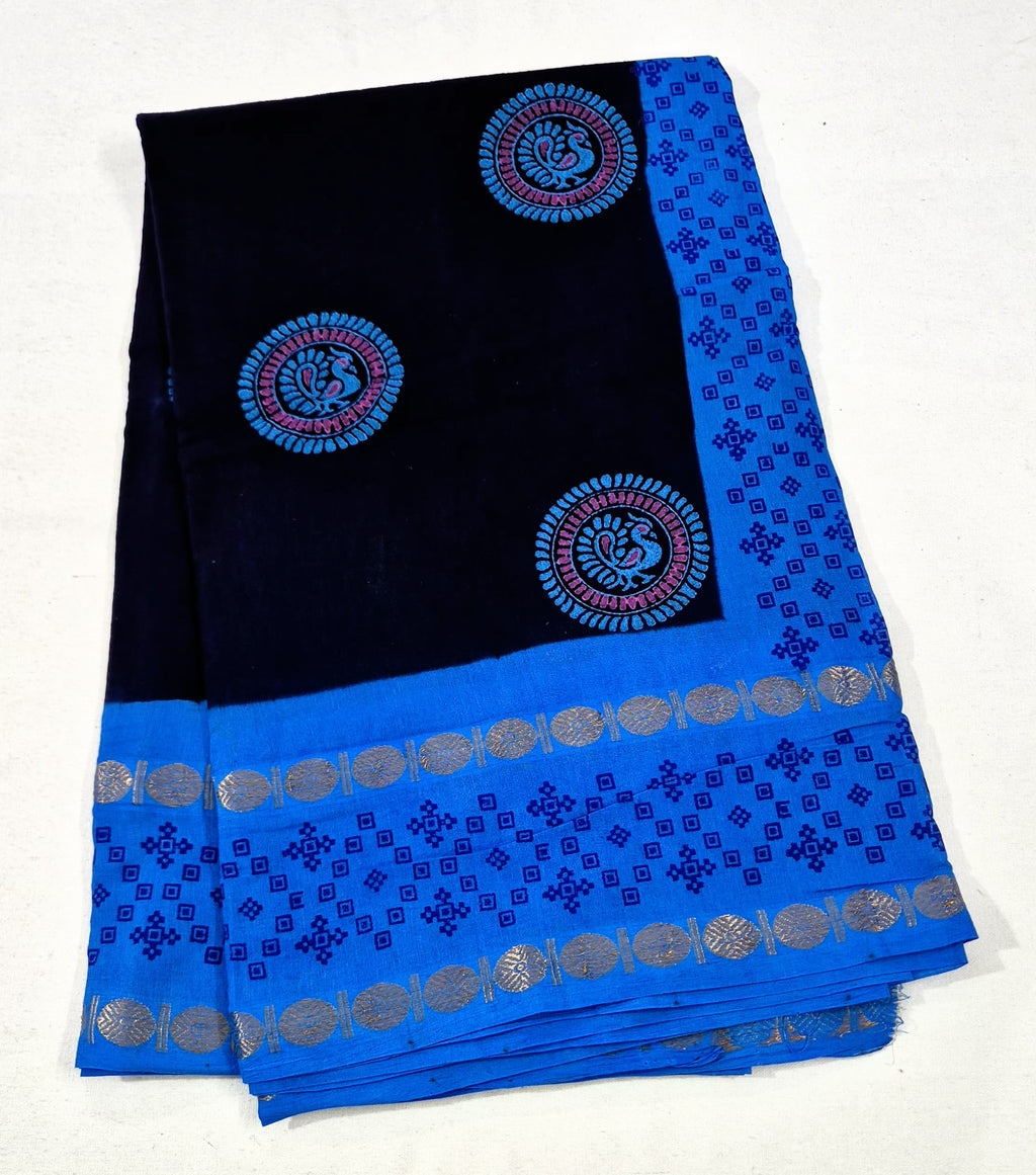 Sungudi Handblock Printed saree -23