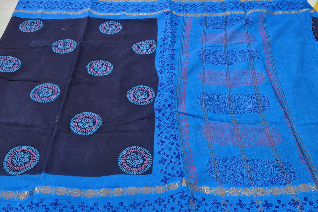 Sungudi Handblock Printed saree -23