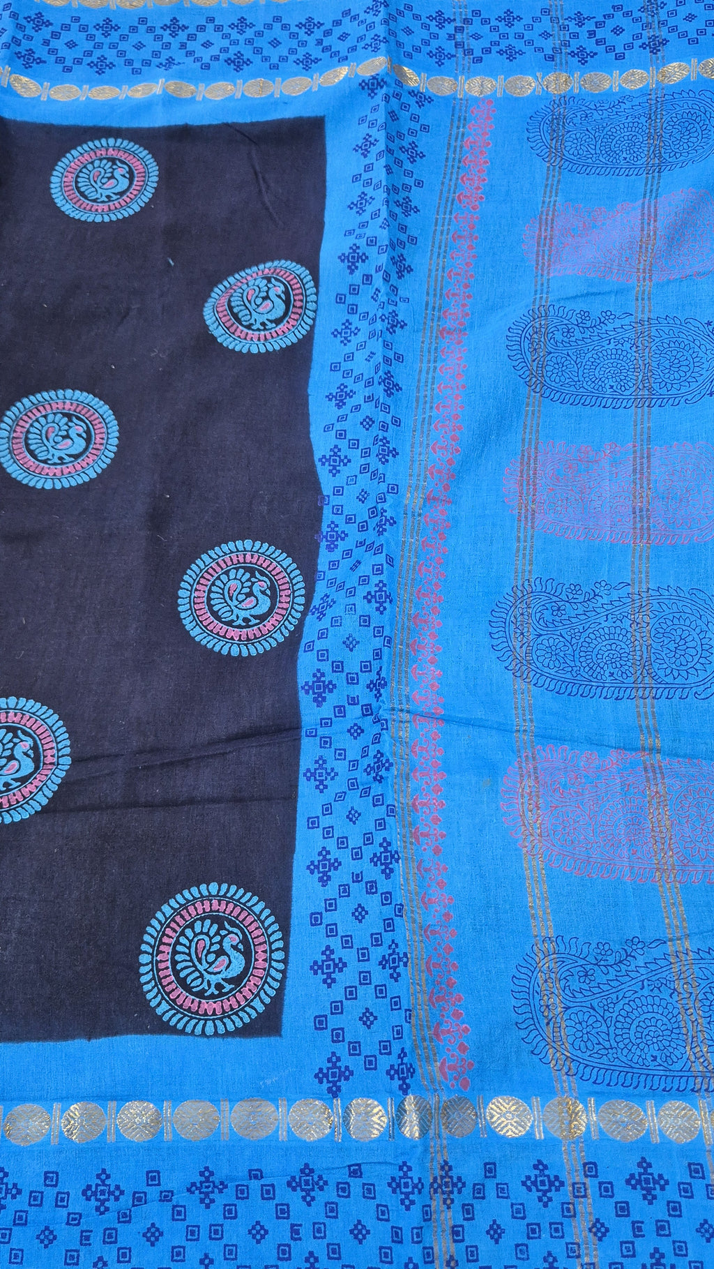 Sungudi Handblock Printed saree -23