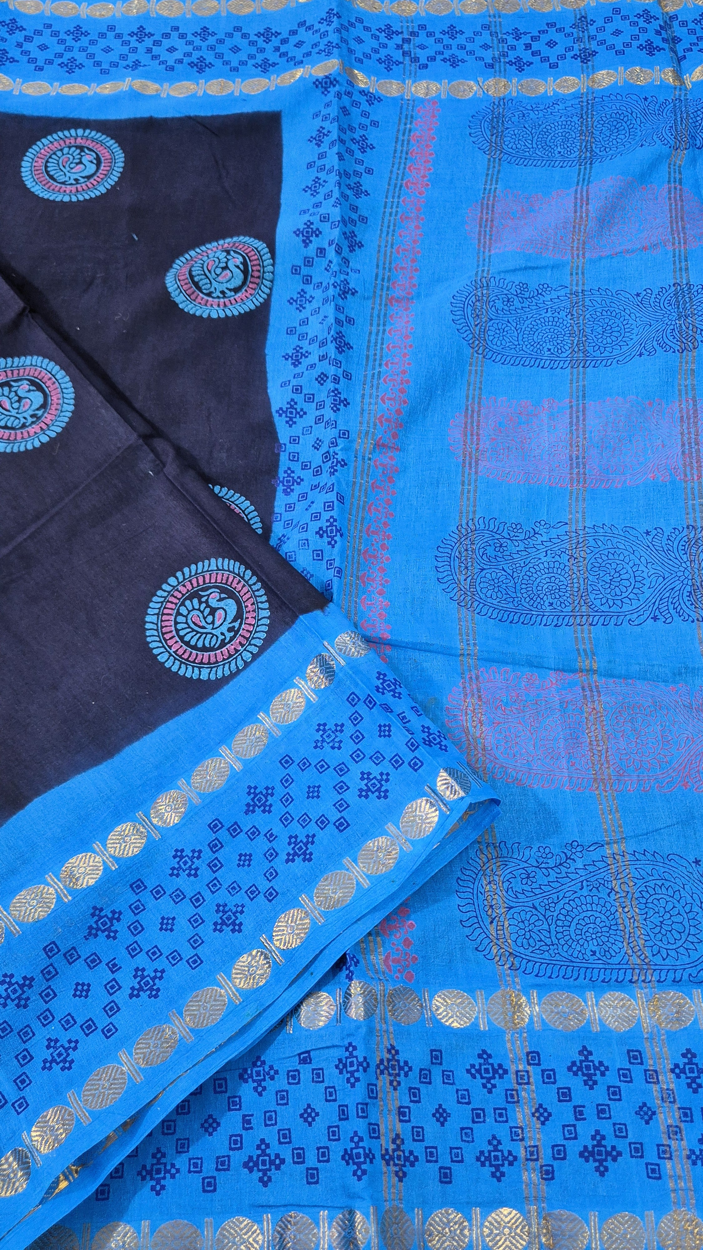 Sungudi Handblock Printed saree -23