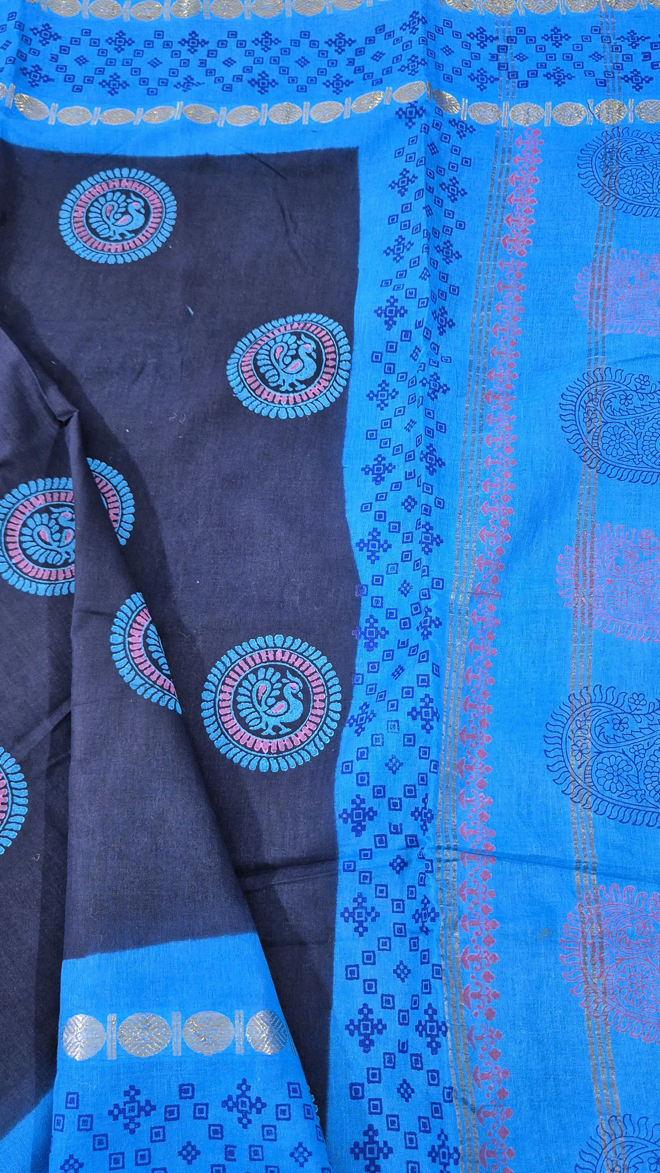 Sungudi Handblock Printed saree -23