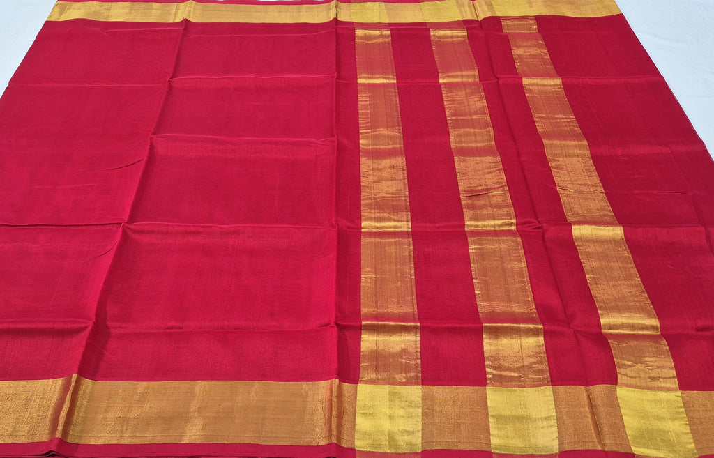 Tissue Zari border Silkcotton Saree -Red