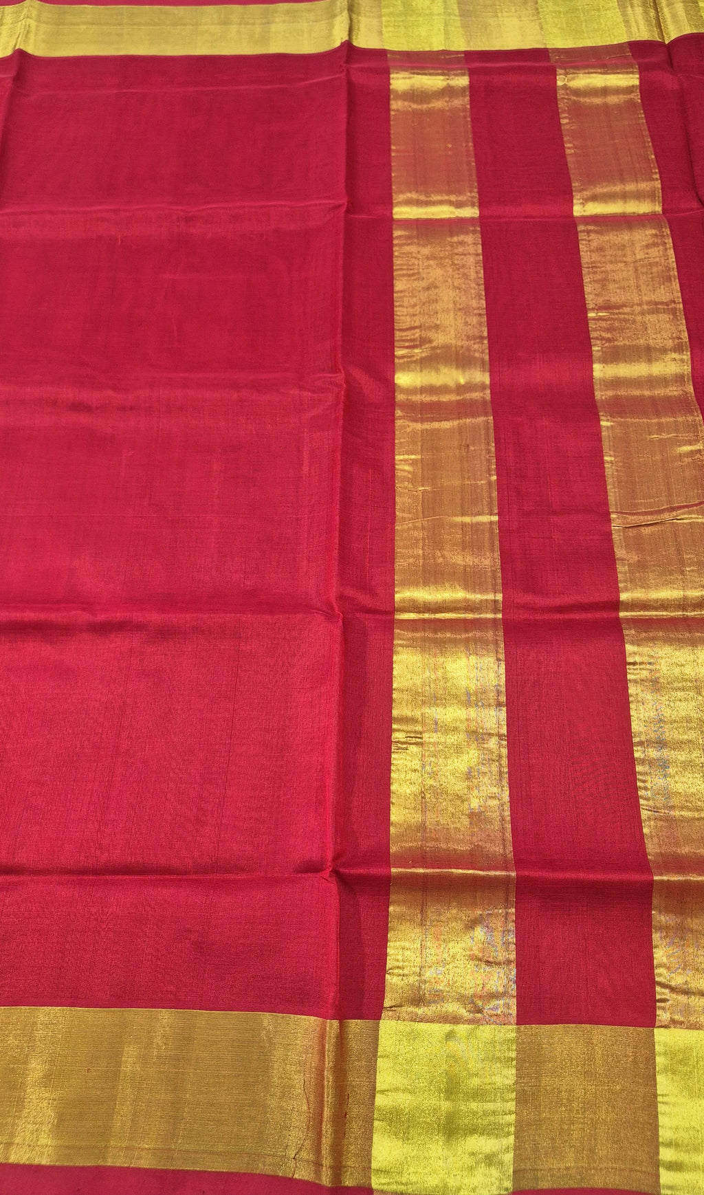Tissue Zari border Silkcotton Saree -Red