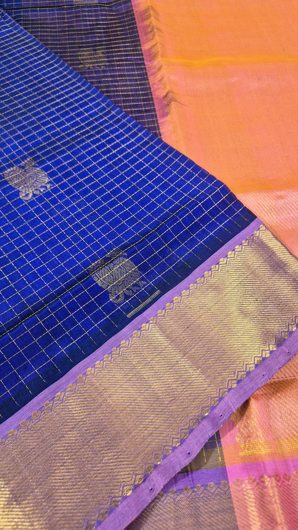 Zari Kattam in Mayil chakram design  Silkcotton Saree